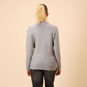 Pull en tricot avec boutons à strass pour femme 