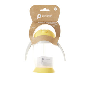 Tasse d'apprentissage à paille et anses 300 ml jaune/gris 