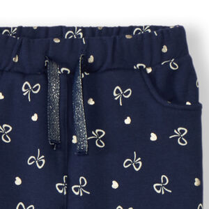 Joggingbroek van fleece met gouden knopen- en hartjesprint voor meisjes 