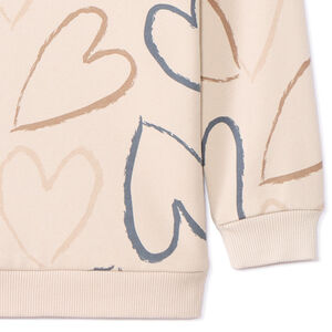Oversized sweatshirt met print en kruisvormige kap voor meisjes 