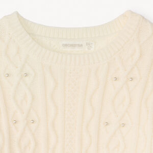 Pull oversize en tricot torsadé à perles fille 