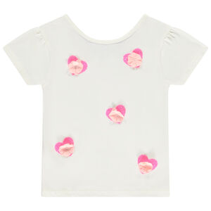 T-shirt manches courtes avec sequins et pétales en reliefs pour fille 