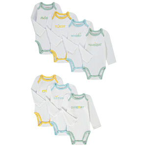 Lot de 7 bodies manches longues semainier pour bébé 