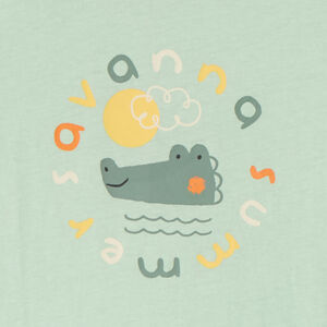 T-shirt met korte mouwen in effen kleur met fantasiedruk voor babyjongen 