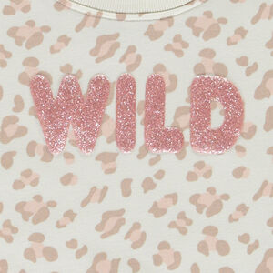 Sweat molleton imprimé avec puff print pailleté pour fille 