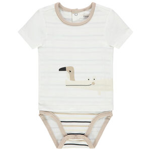 Body met korte mouwen 2 in 1 met dierenprint en strepen 