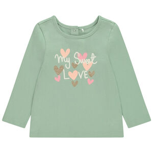 T-shirt manches longues print fantaisie pailleté pour bébé fille 