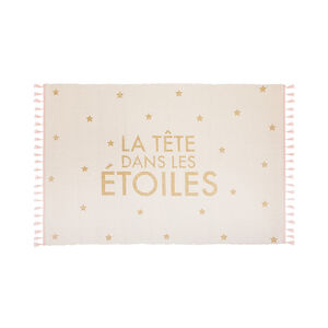 Tapis de chambre à franges et étoiles 60 x 90 cm - Doré  