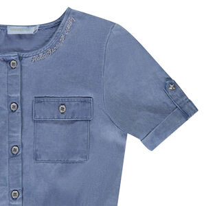 Korte jumpsuit in viscose met borduursel voor meisjes 