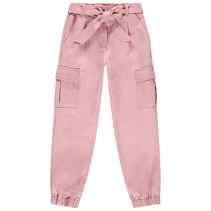 Pantalon cargo en twill uni avec ceinture fille 