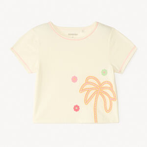 T-shirt met korte mouwen met geborduurde palm en bloemen voor meisjes 