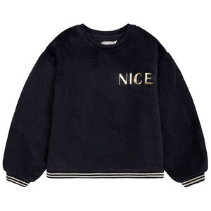 Sweat oversize en sherpa avec broderie dorée Nice pour fille 