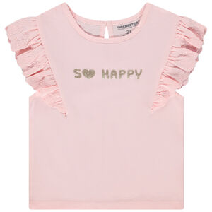 T-shirt manches courtes en broderie anglaise pour bébé fille 