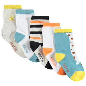 Lot de 5 paires de chaussettes assorties à motifs contratés 