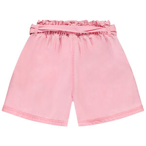Short taille haute en twill avec ceinture à nouer fille 