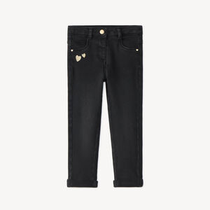 Jeans slim met gouden hartborduursels voor babymeisje 