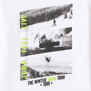 T-shirt met lange mouwen voor jongens met fotoprint snowboard 