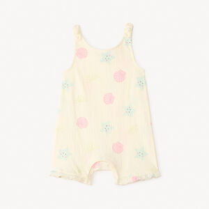 Korte strandoverall met print voor meisjesbaby 