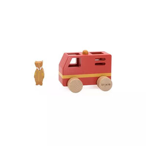 Petit camion de pompier en bois avec animaux  