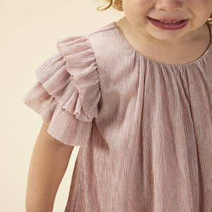 Feestjurk met korte mouwen glanzend geplooid effect voor baby meisjes 