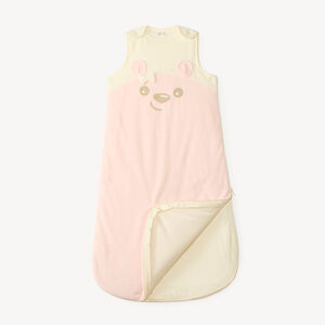 Velours slaapzak met afneembare mouwen, borduursel met teddybeer, TOG 3 voor meisjesbaby. 
