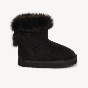 Suèdebooties met namaakbontkraag en strik voor meisjes 