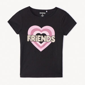 T-shirt met korte mouwen en glitterprint voor meisjes 