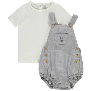 Ensemble salopette bloomer + t-shirt uni pour bébé 