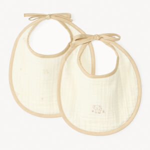 Set van 2 biologische katoenen slabbetjes met olifant voor baby 