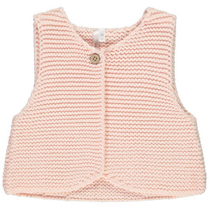 Gilet zonder mouwen in gebreid roze meisjes 