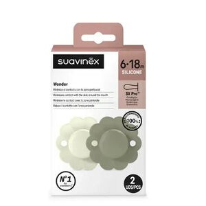 Sucette Wonder silicone Aqua/Green 6/18M 2pcs 