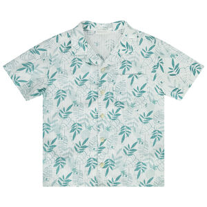 Korte mouwen hemd van katoen met bladerenprint voor jongen 