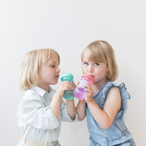 Mini oefenbeker roze Nûby 180 ml met zachte siliconentuit 