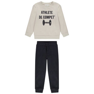 Ensemble en molleton sweat print haltère + jogging pour garçon 
