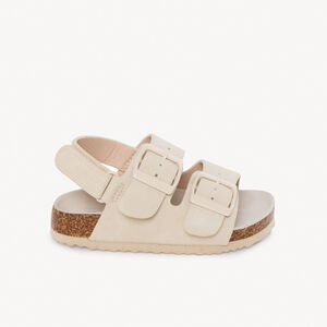 Dubbele gespsandalen met roze klittenband voor meisjes 