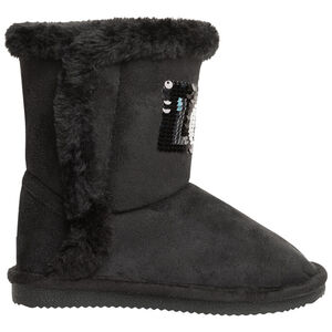 Bottes noires pour fille à textes en sequins magiques  