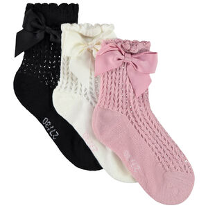 Lot de 3 paires de chaussettes normales avec nœuds pour fille 