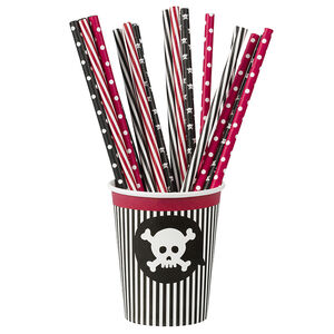 x 20 pailles anniversaire Pirate en plastique 