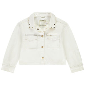 Veste courte en jean avec rivets pour fille 