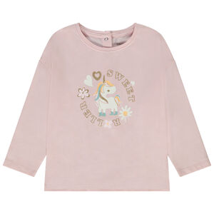 T-shirt manches longues oversize print licorne pour bébé fille 