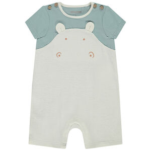 Jumpsuit korte mouwen borduren hippopotamus oren 3D baby jongen 