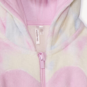 Pyjama topper in sherpa met speelse eenhoornkap voor babymeisje 