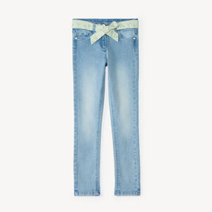 Jean slim fille avec ceinture en tissu 