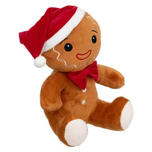 Knuffel Peperkoekmannetje met kerstmuts 25 cm 