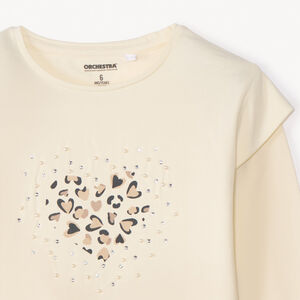 T-shirt manches longues à perles et strass fille 