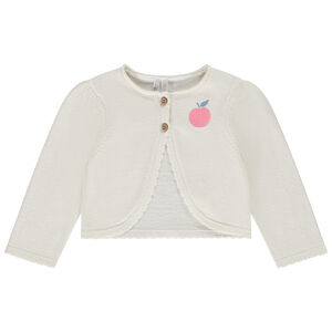 Vest in gebreid met appelborduursel voor meisjesbaby 