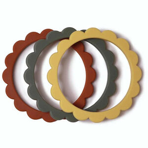 Anneau de dentition bracelet Fleurs Clay/Thyme/Sunshine 3pcs 