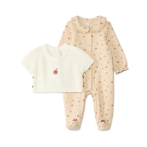 Doudou bébé fille molleton + pull motif pomme 