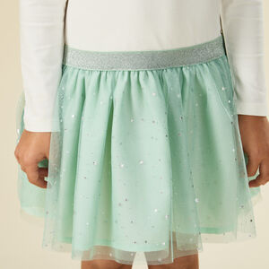 Robe bi-matière effet 2 en 1 avec tulle étoilé pour fille 