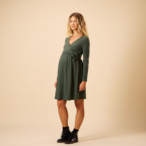 Robe portefeuille de grossesse et d'allaitement effet côtelé 